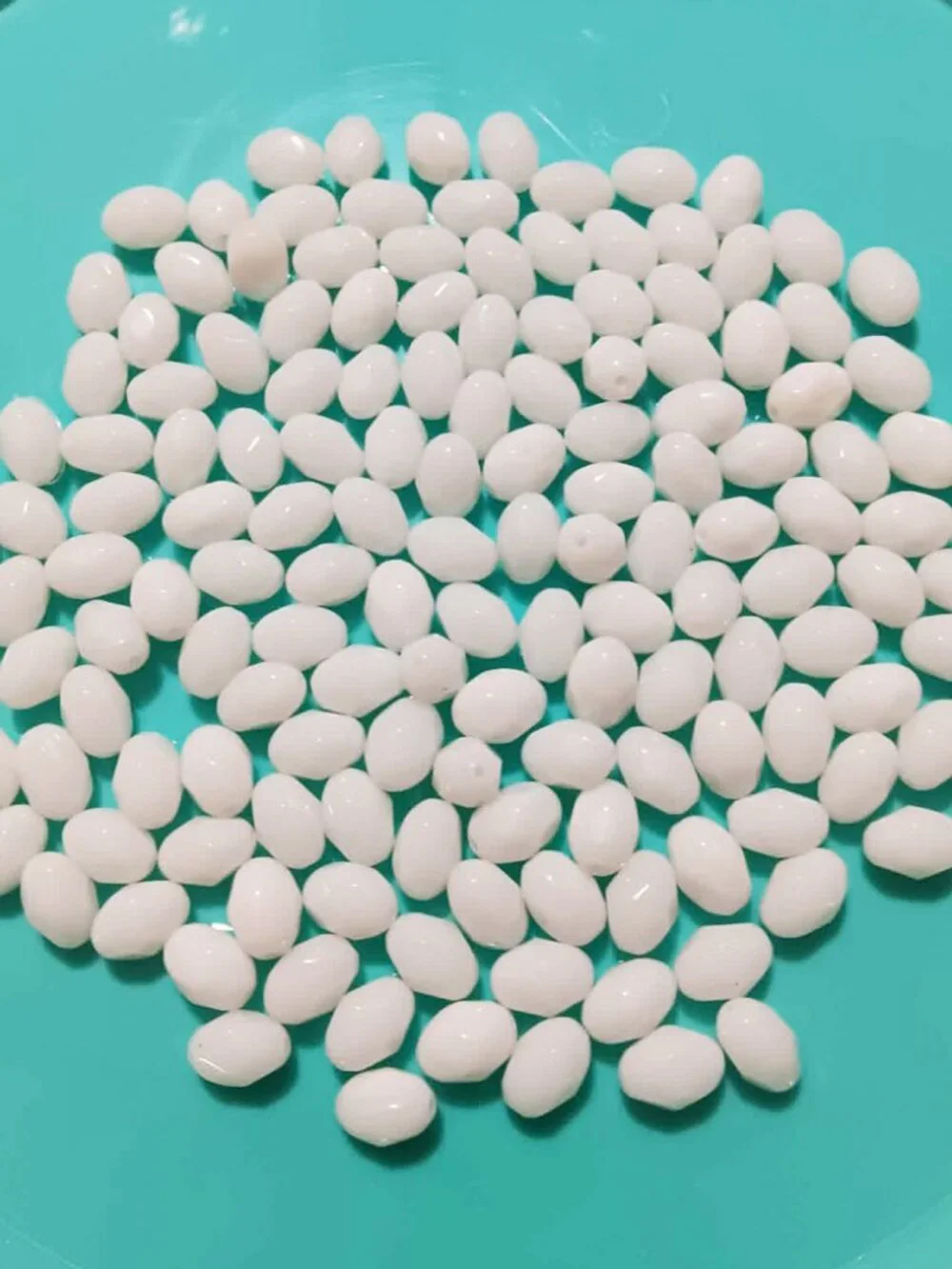 Bulk Lot of 10x8mm White Opaque Faceted Oval Glass Beads